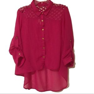 Hot pink button down blouse by TRUTH nyc